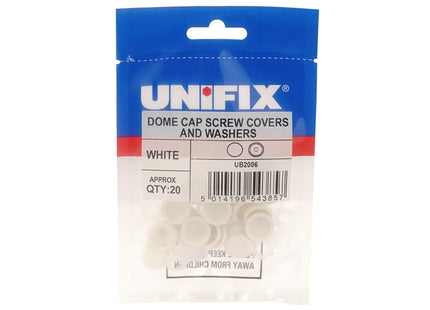 Unifix Dome Cap Screw Covers And Washers - White (Box of 100)