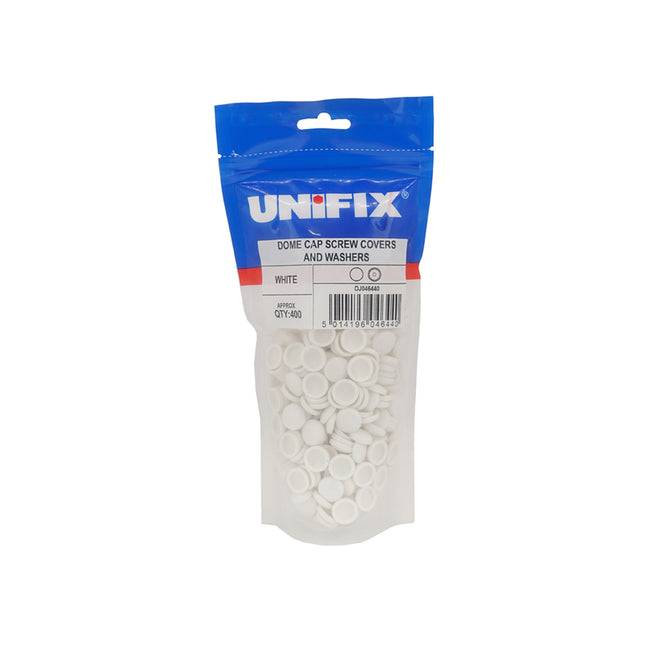 Unifix Dome Cap Screw Covers And Washers - White (Bag of 400) (Box of 5)