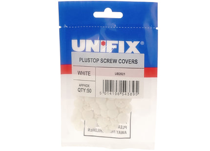 Unifix Plustop Screw Covers - White (Bag of 50) (Box of 5)