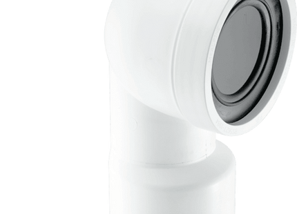 McAlpine WC-CON9V 90° Bend Adjustable Length Rigid WC Connector with 1¼" Universal Vent Boss