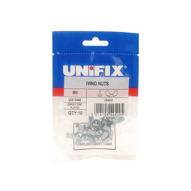 Unifix Wing Nuts UNI 5448 Bright Zinc Plated - M10 x 1.50 (Box of 30)