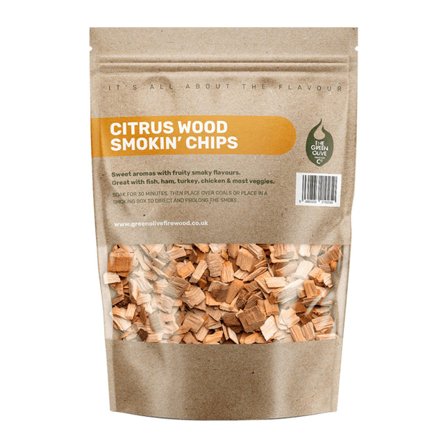 Green Olive Firewood Company Citrus Wood Smokin' Chips 3 Litre for BBQ Smoking
