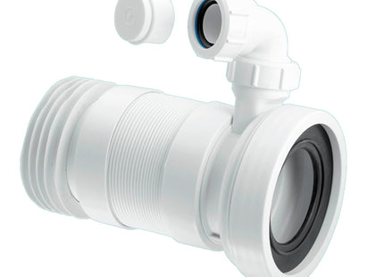 McAlpine WC-F26RV 97-107mm Inlet x 4"/110mm Outlet Flexible WC Connector with 1¼ Universal Vent Boss.