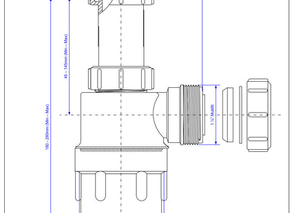 McAlpine C10A 75mm Water Seal Adjustable Inlet Bottle Trap with Multifit Outlet 1½"