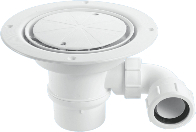 McAlpine TSG1WHSTW295 50mm Water Seal Trap with 1½" x 90° Swivel Multifit Outlet Bend, White Plastic Clamp Ring and Cover Plate with Securing Screws