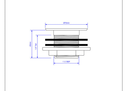 McAlpine W11 Tank Overflow; 70mm Flange x 3½" Tail Unslotted Waste without Overflow Grid