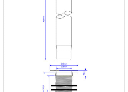 McAlpine SWL-18 1¼"x 18" Standing Waste x 3½" Tail