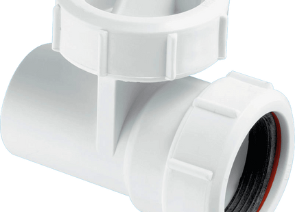 McAlpine T28M-FIL 1½" In-line Connector with Top Access Filter. Universal Connection x ABS Plain Spigot BS EN 1329-1:2000