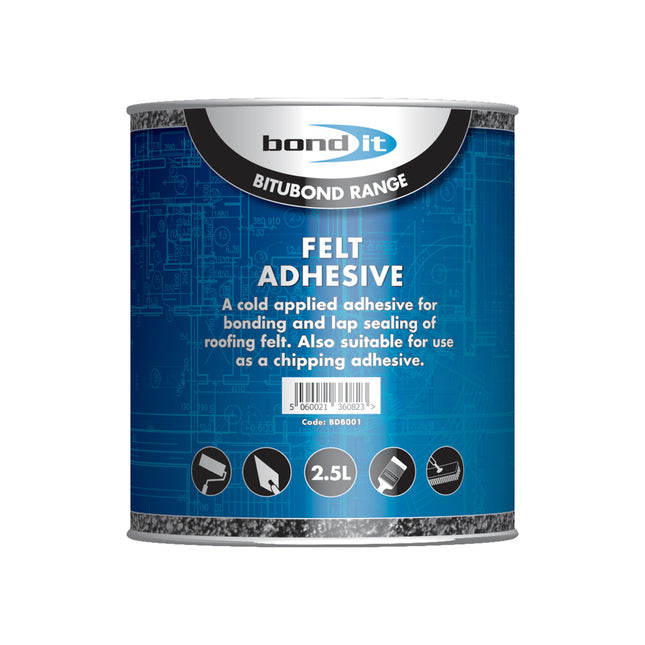 Bond-It Heavy Duty Felt Adhesive. Black. Size 2.5 Litre. (Box of 6)