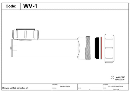 McAlpine WV-1 Bath Space-saver. 1½" BSP female inlet nut x 1½" universal compression outlet