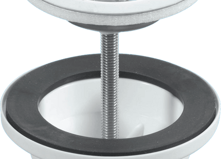McAlpine BSW1PC 60mm Stainless Steel Flange Centre Pin Basin Waste with Black PVC Plug, CP chain and stay 1¼"