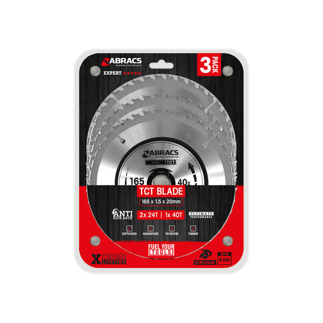 Abracs TCT Blade 3Pc Set For Wood 2 x 24T & 1 x 40T - ABTCT1653