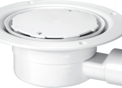 McAlpine VSG1WH Valve Shower Gully, White Plastic Clamp Ring and Cover Plate, 1½" Horizontal Outlet
