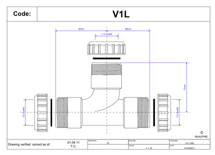 McAlpine V1L 1½" Surefit Swept Tee