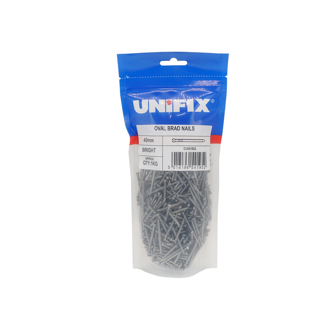 Unifix Bright Oval Brad Nails - 50mm (500g Bag) (Box of 5)