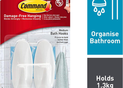 Command Medium Bathroom Hooks (Pack 2)