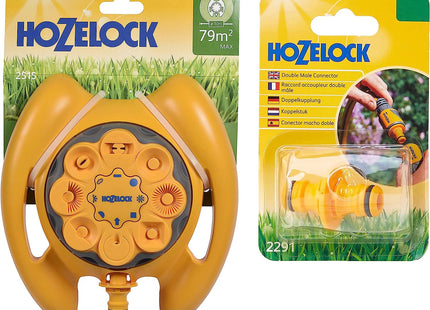 Hozelock 2515 Multi Sprinkler 79m & Double Male Connector 2291