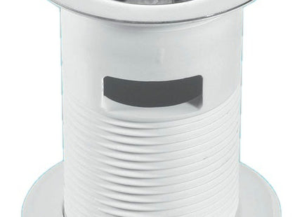 McAlpine BSW1 1¼" White Plastic Basin Waste - Backnut Model: 60mm Stainless Steel Flange x 3½" Tail with Black PVC Plug