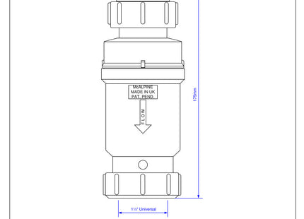 McAlpine MACVALVE-2 Self Closing Waste Valve - Loose Nut x Compression