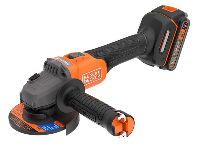 Black + Decker BCG6L8D13 Powerconnect Brushless Angle Grinder 18V, 2.0Ah Li-Ion - Ideal for DIY
