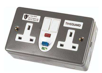 Timeguard Wi Rcd07mavn Valiance+ Rcd Protected Double Gang Metal Switched Socket  Active