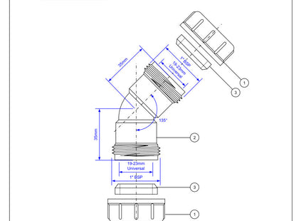 McAlpine R2AM ¾" Pushfit 135° Overflow Bend