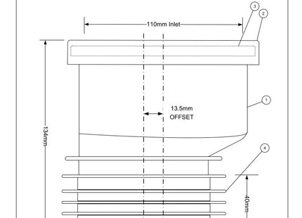 McAlpine DC1GR-OS 4"/110mm 14mm Offset Drain Connector