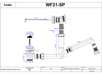 McAlpine WF21-SP Wasteflow with side inlet connection for 19/23mm condensate or condense drain