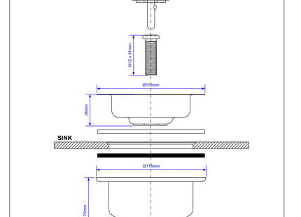 McAlpine BWSTSS 1½" Basket Strainer Waste: 113mm Stainless Steel Flange: Stemball Plug: Centre Pin Model