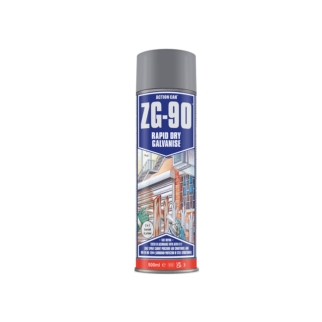 Action Can ZG-90 Rapid Dry Galvanise Spray 500ml - Q99ZG90005000015000 - Fast-Drying Metal Coating