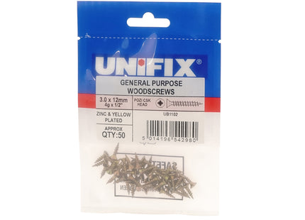 Unifix General Purpose Chippy Woodscrews Pozi Countersunk Head ZYP CE - 6.0 x 100/66mm (Box of 75)