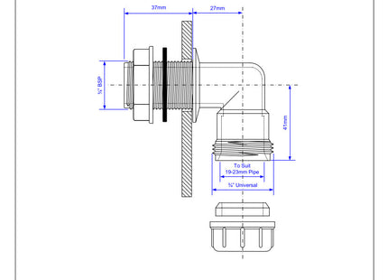 McAlpine R5M 19/23mm Universal Bent Overflow Tank Connector