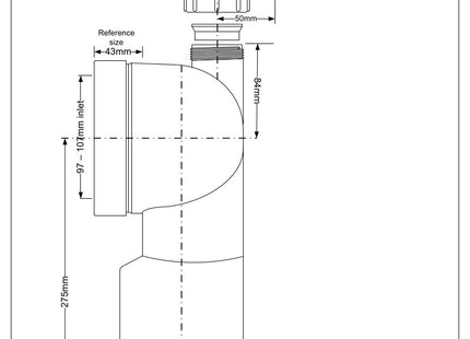 McAlpine WC-CON9V 90° Bend Adjustable Length Rigid WC Connector with 1¼" Universal Vent Boss