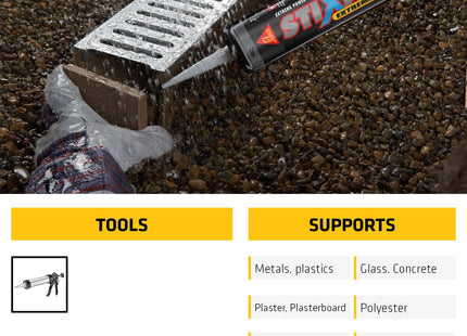 Everbuild Sika Stixall Extreme Power Cartridge Anthracite 290ml