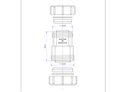 McAlpine Black Multifit Straight Reducer 1.50" to 1.25" ST28M-BL