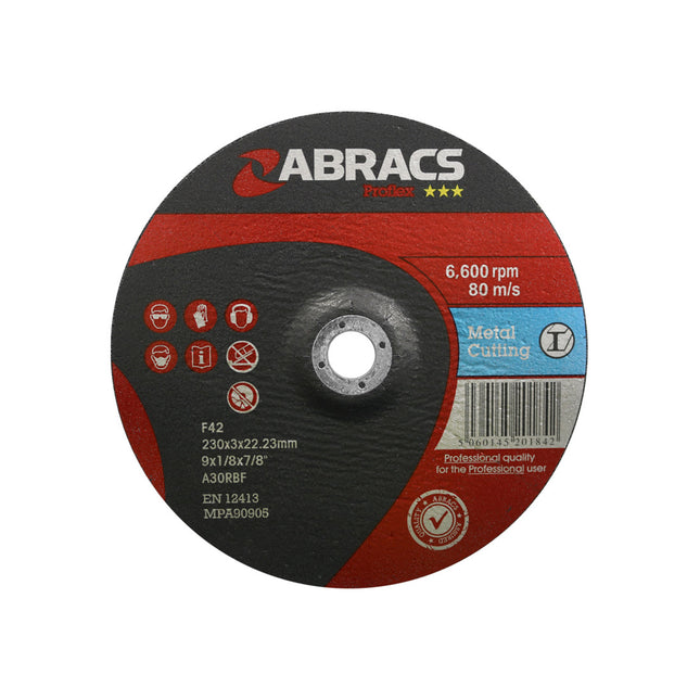 Abracs Proflex Depressed Centre Metal Cutting Disc - 230 x 3 x 22mm (Box of 25)