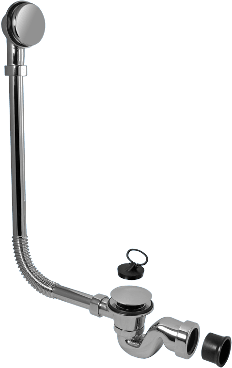 McAlpine BRASSTRAP-25-CP 1½" Chrome Plated Brass Trap, Chrome Plated Brass Combined Waste and Overflow with 70mm Spring-Loaded Mushroom Plug and matching Overflow Face