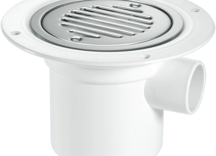 McAlpine TSG3SS-SL-SC 75mm Water Seal Trapped Gully, Clamp Ring and Cover Plate, 1½" Side Inlet for waste pipe and 110mmØ or 1½" Vertical Outlet