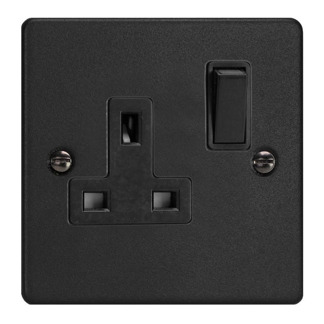 Varilight 1-Gang 13A Double Pole Switched Socket  Matt Black