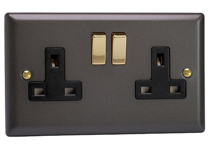 Varilight 2-Gang 13A Double Pole Switched Socket Stainless Steel