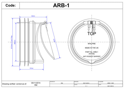 McAlpine ARB-1 4"/110mm Anti Back-Flow and Rodent Barrier Valve