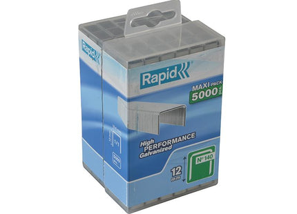 RAPID 140/12 12Mm Galvanised Staples Poly Pack 5000