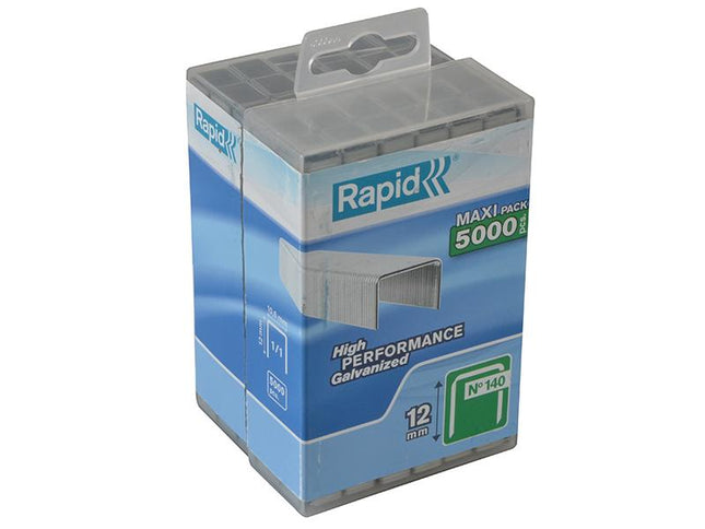 RAPID 140/12 12Mm Galvanised Staples Poly Pack 5000