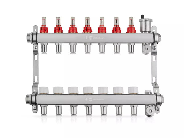 John Guest Speedfit Lowfit 7 Port Manifold Stainless Steel (12mm Connections)