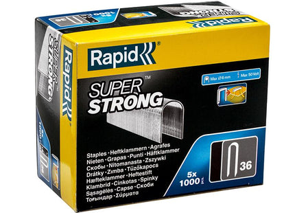 RAPID 36/14 14Mm Dp X 5M Galvanised Staples Box 5 X 1000
