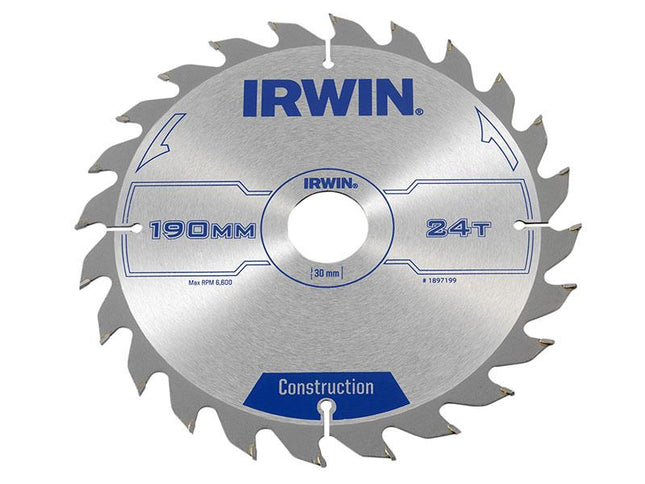 IRWIN Construction Circular Saw Blade 190 X 30Mm X 24T Atb