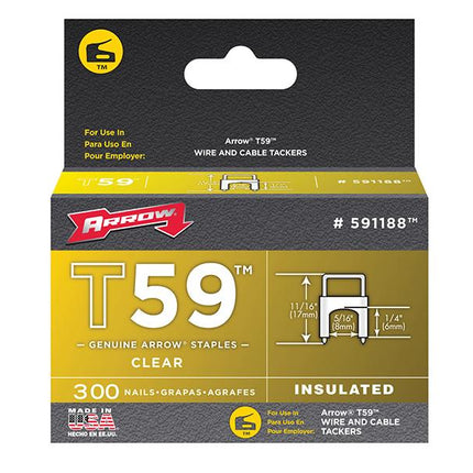 ARROW T59 Insulated Staples Clear 6 X 8Mm Box 300