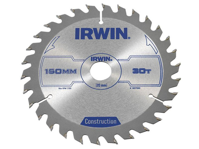 IRWIN Construction Circular Saw Blade 150 X 20Mm X 30T Atb