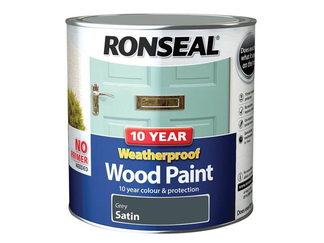 Ronseal 10 Year Weatherproof Wood Paint Grey Satin 2.5 Litre