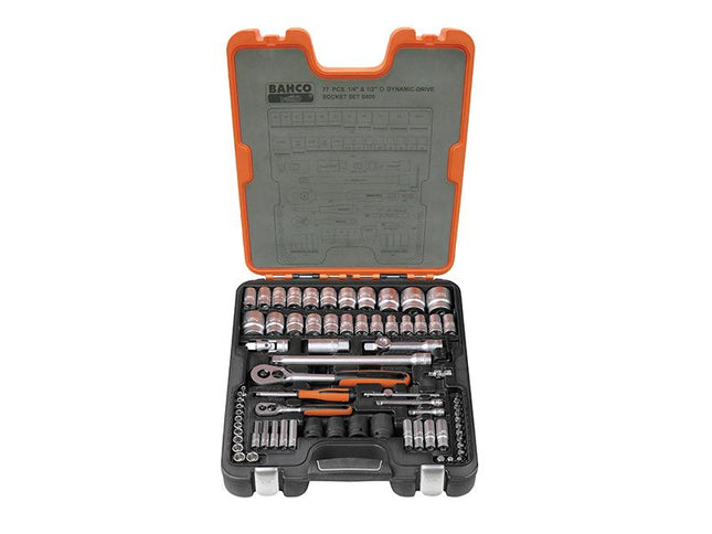 Bahco S800 Socket Set Of 77 Metric & Af 1/4 & 1/2In Drive